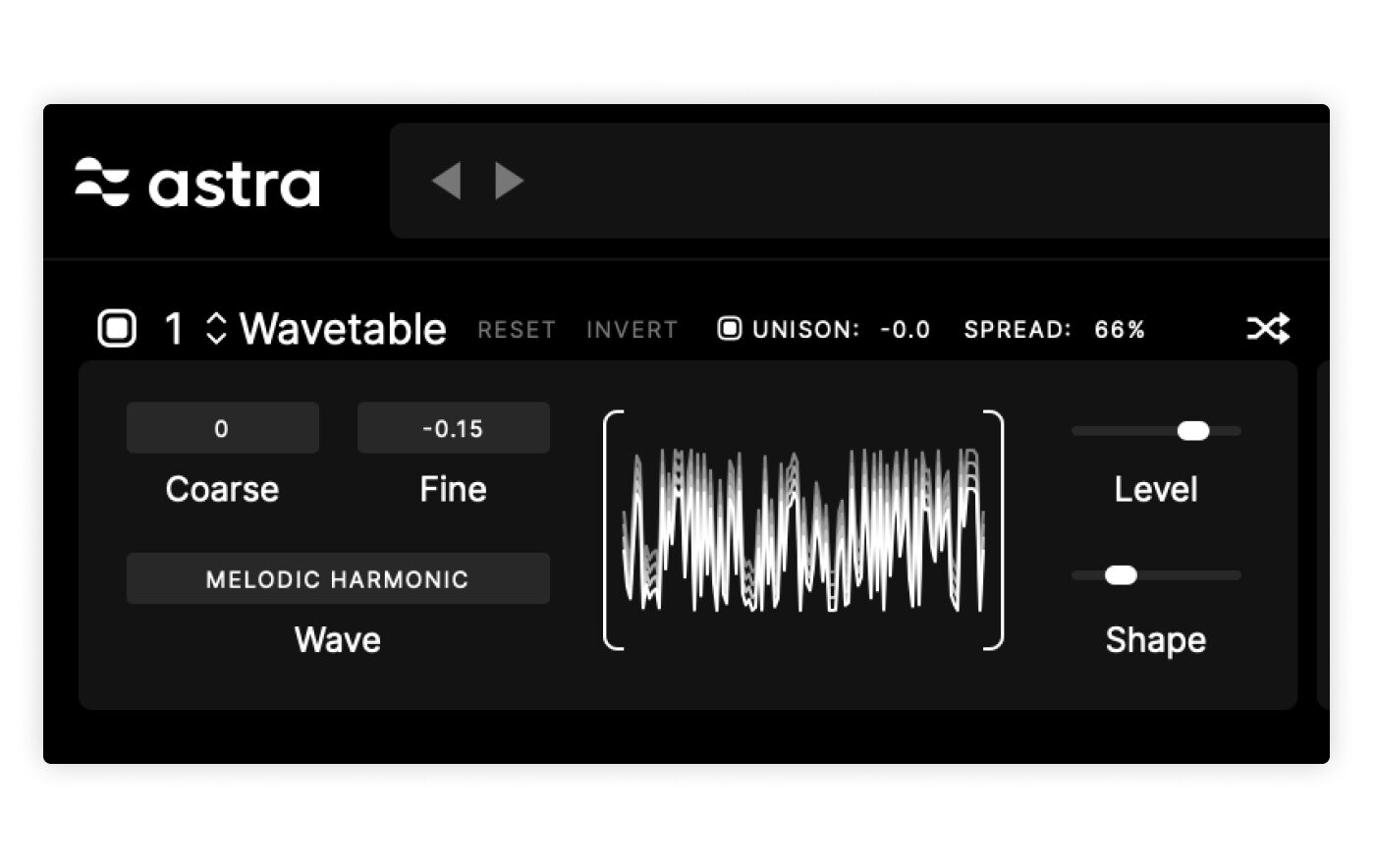Screenshot of Astra Feature Waves
